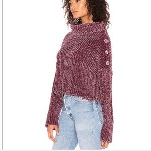 Wildfox Couture Ride Sweater Berry Chenille Sz S | Rare Sold Out Statement Piece